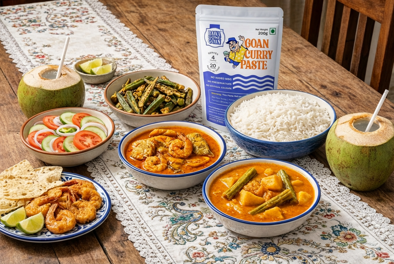 Goan Curry Paste 200g | Authentic Goan Curry Masala | Ready to Cook in 20 minutes | For Vegetables & Seafood Coastal Curry | No Preservatives, No Salt & Oil Added, No Colour, No Added MSG | Gourmet Indian Wet Masala