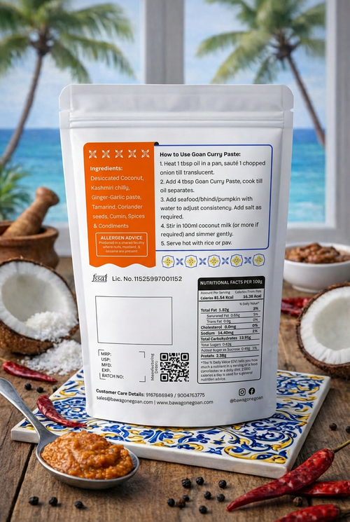 Goan Curry Paste 200g | Authentic Goan Curry Masala | Ready to Cook in 20 minutes | For Vegetables & Seafood Coastal Curry | No Preservatives, No Salt & Oil Added, No Colour, No Added MSG | Gourmet Indian Wet Masala