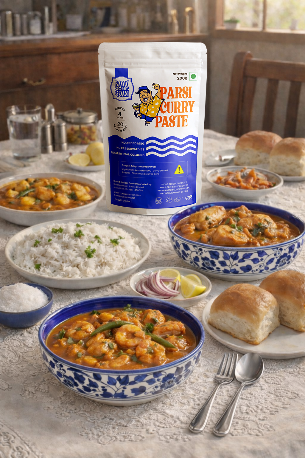 Parsi Curry Paste 200g | Authentic Parsi Curry Masala | Ready to Cook in 20 minutes | For Vegetables, Seafood & Meat Curry | No Preservatives, No Salt & Oil Added, No Colour, No Added MSG | Gourmet Indian Wet Masala