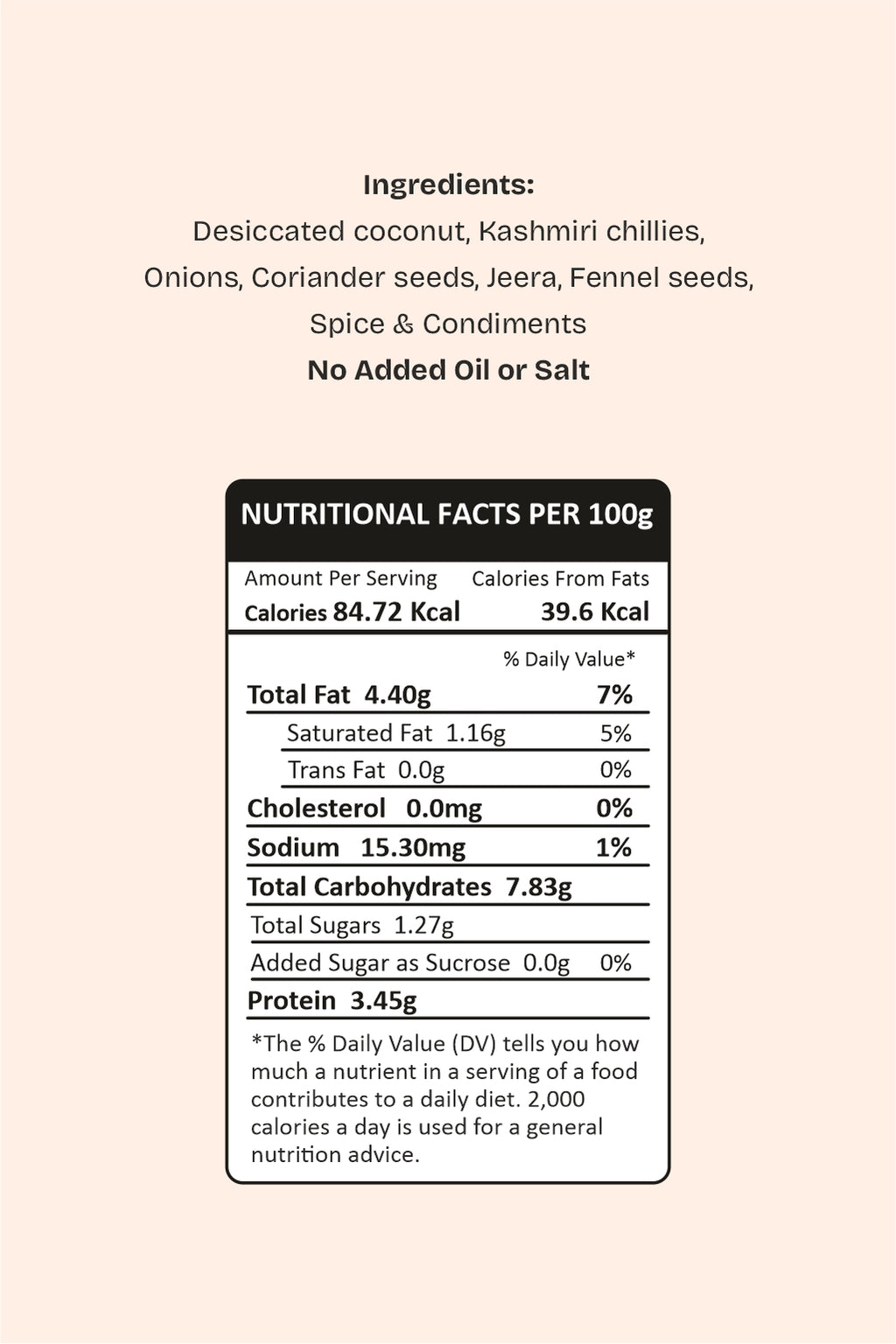 Xacuti Curry Paste nutritional value and ingredients