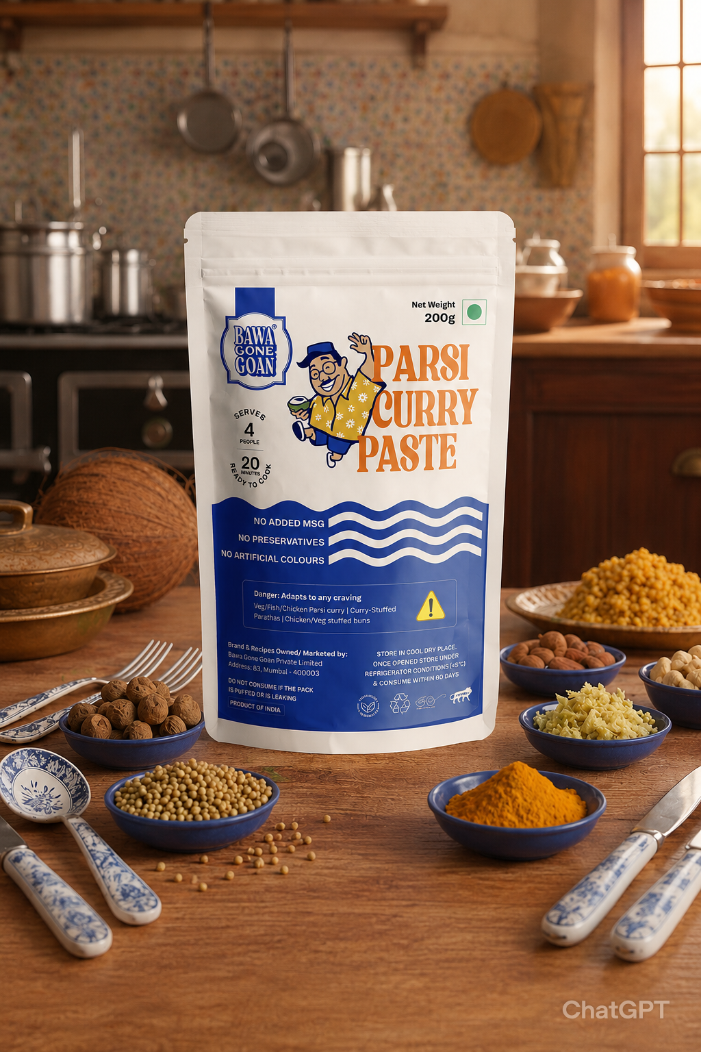 Parsi Curry Paste 200g | Authentic Parsi Curry Masala | Ready to Cook in 20 minutes | For Vegetables, Seafood & Meat Curry | No Preservatives, No Salt & Oil Added, No Colour, No Added MSG | Gourmet Indian Wet Masala